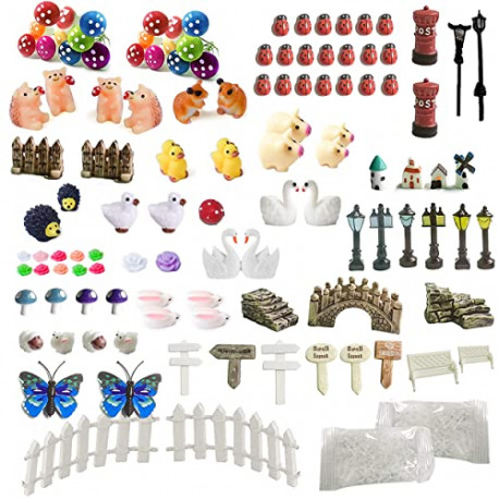 111 Pieces Fairy Garden Miniatures Accessories