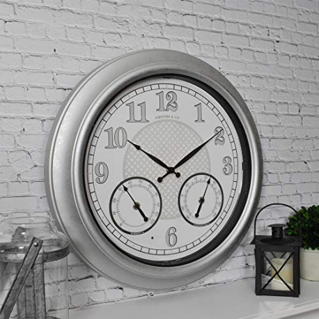 LED Outdoor Clock, 18", Galvanized Silver