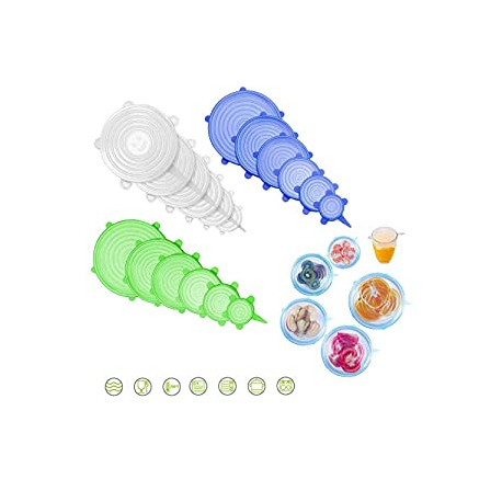 18pcs Silicone Stretch Lid Food Cup Bowl Cover Reusable Mug