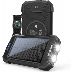 Solar Charger Power Bank, Qi Wireless Charger 10,000mAh