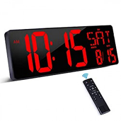 Pack 2 of Large Digital Wall Clock with Remote Control, 16.5 Inch LED Large