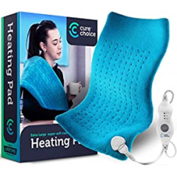 Pack 2 of Large Electric Heating Pad for Back Pain Relief + Storage Pouch, Ultra Soft 12"x24"