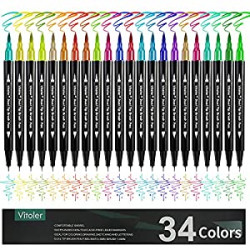 Markers for Kid Adult Coloring Drawing Planner Calendar Art Projects(34 Colors Pen)