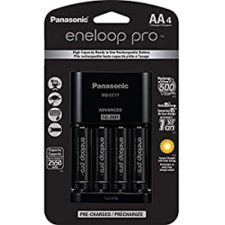 Panasonic K-KJ17KHCA4A 4-Position Charger with AA eneloop PRO Rechargeable Batteries, 4 pk