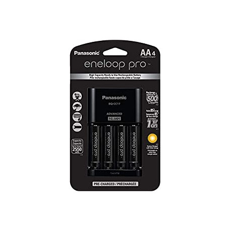 Panasonic K-KJ17KHCA4A 4-Position Charger with AA eneloop PRO Rechargeable Batteries, 4 pk