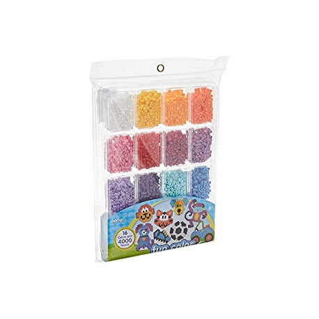 Perler Beads Fun Colors Fuse Beads and Storage Tray For Kids Crafts, 4000 pcs
