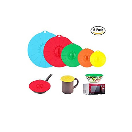 Microwave Covers, Silicone Food Lids sets, 5 Colorful Combo