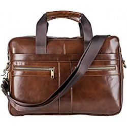 Genuine Leather Briefcase Laptop Messenger Bag