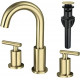 2 Handle 8 Inch Brass Bathroom Sink Faucet 3 Hole Widespread