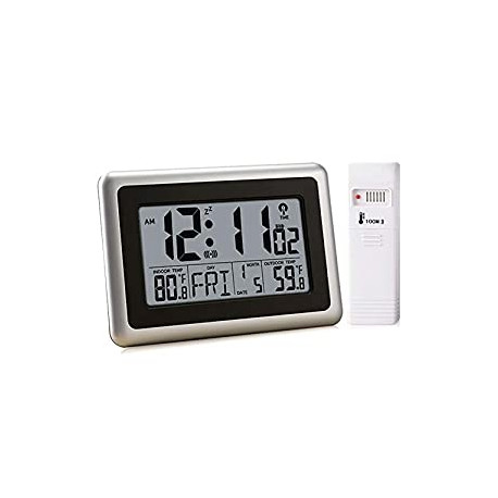 Atomic Digital Clock with Indoor Outdoor Temperature, 9 inch