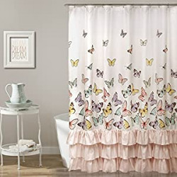 Pink Flutter Butterfly Shower Curtain