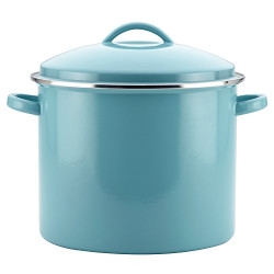 Steel Stock Pot/Stockpot with Lid - 16 Quart, Aqua Blue