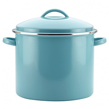 Steel Stock Pot/Stockpot with Lid - 16 Quart, Aqua Blue