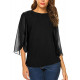 Womens Half Sleeve Layered Flowy Chiffon Blouses