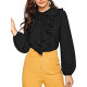 Women's Long Sleeve Button Down Lotus Ruffled