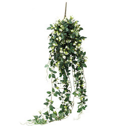 Artificial Hanging Plants with Rose Flowers, 5FT Garland Fake