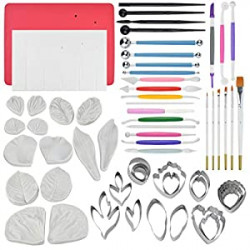 62pcs Gumpaste Flowers and Leaves Fondant Tool