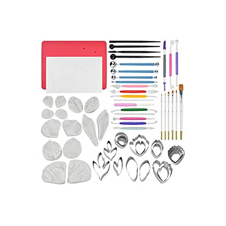 62pcs Gumpaste Flowers and Leaves Fondant Tool