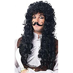 Captain Hook Wig and Mustache Costume Accessory Set, White, One Size