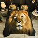 Duvet Cover King Size - Black 3D Lion