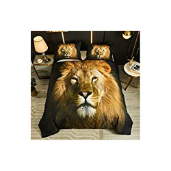 Duvet Cover King Size - Black 3D Lion