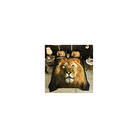 Duvet Cover King Size - Black 3D Lion