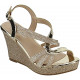 Women's Glitter Strappy Wrapped Wedge Heel Platform Sandals