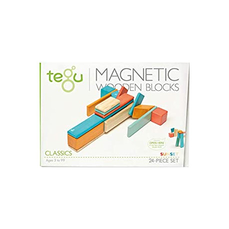 24 Piece Tegu Magnetic Wooden Block Set, Sunset