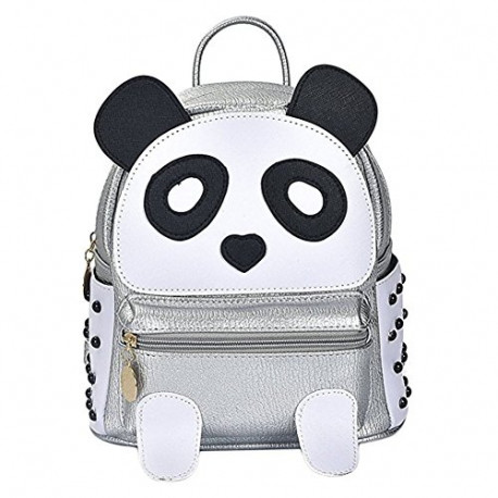 Women Teens Girls Panda Book Bag Rivet Backpack