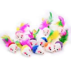 20 PCS Furry Cat Toys Squeak Mouse Rattle