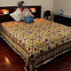 Bedspread Cotton Sunflower Print, Yellow, Approx 106" x 106"