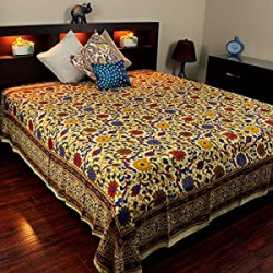 Bedspread Cotton Sunflower Print, Yellow, Approx 106" x 106"