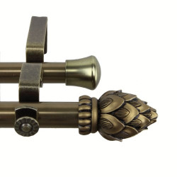 Pack 2 of Double Curtain Rod, 28 by 48-Inch, Antique Brass