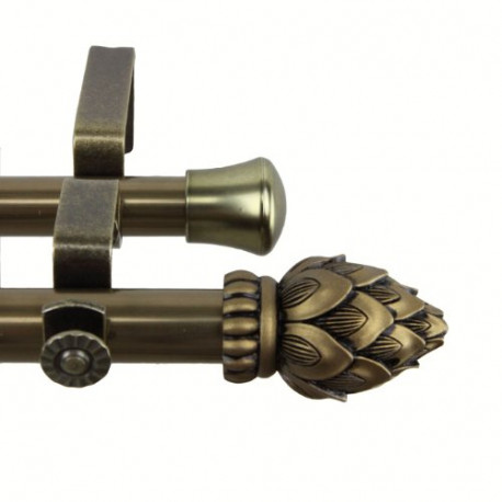 Pack 2 of Double Curtain Rod, 28 by 48-Inch, Antique Brass