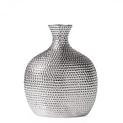 Hammered Ceramic Bottle Vase - 10" Tall Decorative Vases for Flowers
