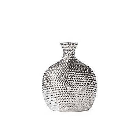 Hammered Ceramic Bottle Vase - 10" Tall Decorative Vases for Flowers