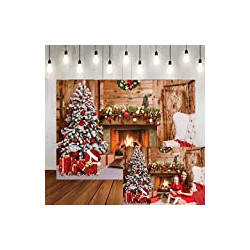 7x5ft Christmas Fireplace Theme Backdrop Merry Christmas Eve Photo