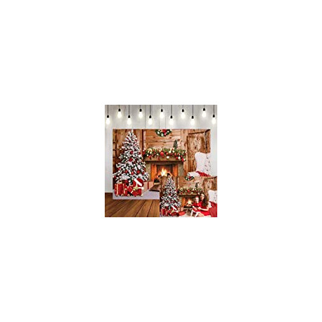 7x5ft Christmas Fireplace Theme Backdrop Merry Christmas Eve Photo