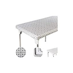Table Cover Silver Patterned Elastic on The Corner for Folding Table 6 ft 30 x 72 inch