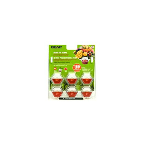 Prefilled Fruit Fly Traps, 6-Pack, Red