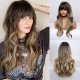 Ombre Wig with Bangs Dark Blonde