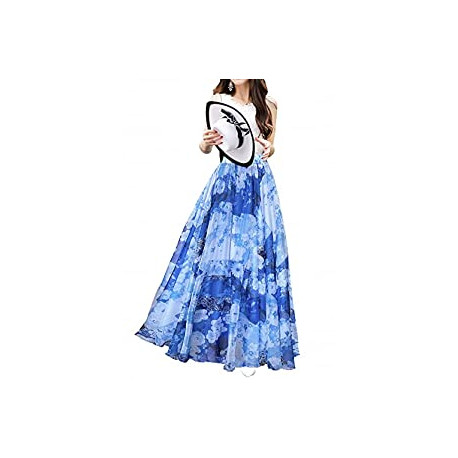 Boho Floral Long Summer Beach Chiffon Wrap Cover Up Maxi Skirt for Women