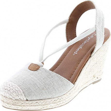 Women's Cap Toe Espadrille Wedge Sandal