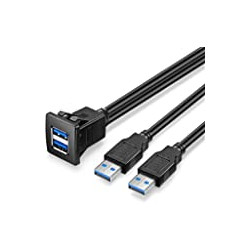 Pack 2 of Dual USB3.0 Square Flush Mount - 2M 6ft USB 3.0 Extension Mount