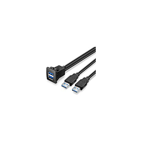 Pack 2 of Dual USB3.0 Square Flush Mount - 2M 6ft USB 3.0 Extension Mount