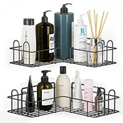 Rack for Bathroom Dorm Toilet Kitchen - 2 Pack (Black)