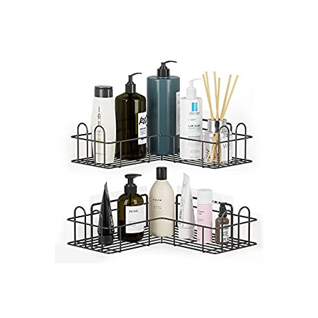 Rack for Bathroom Dorm Toilet Kitchen - 2 Pack (Black)