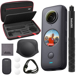 Insta360 ONE X2 360 with Invisible Selfie Stick, Carrying Case, and Tempered Glass Screen Protectors