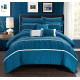 10 Piece Comforter Set Complete Bed in a Bag Pleated Ruched Ruffled Bedding