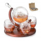 World Decanter whiskey Globe and 4 World Map 10oz Glasses, Great Gift